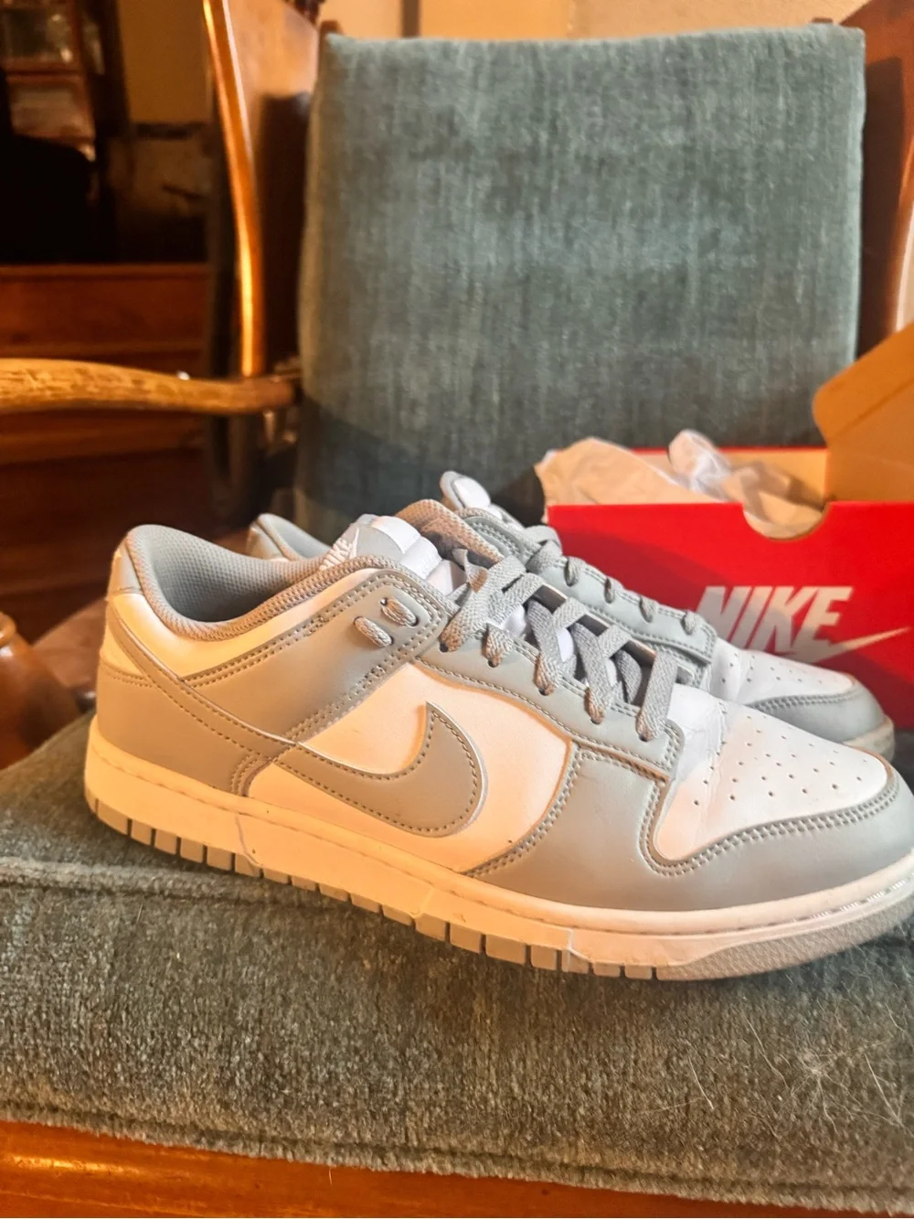 Nike Dunk Lows Light Gray and White Low-Top Sneakers